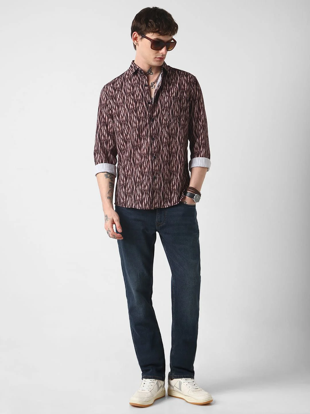 Aesthetic Brown Abstract Printed Crushed Shirt - Image 8