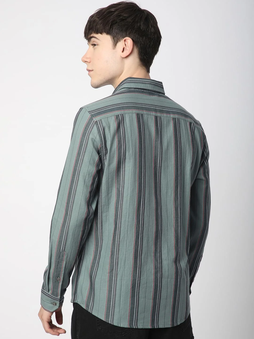 Alluring Submarine Green Striped Shirt - Image 7