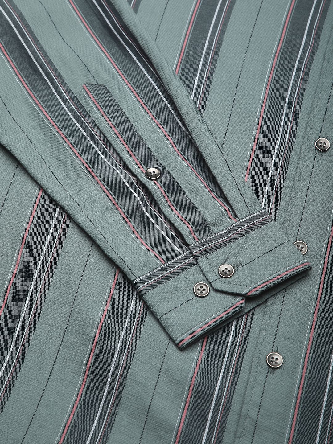 Alluring Submarine Green Striped Shirt - Image 9