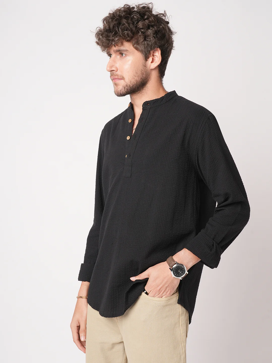 Ash Pinbar Black Seersucker Kurta - Image 6