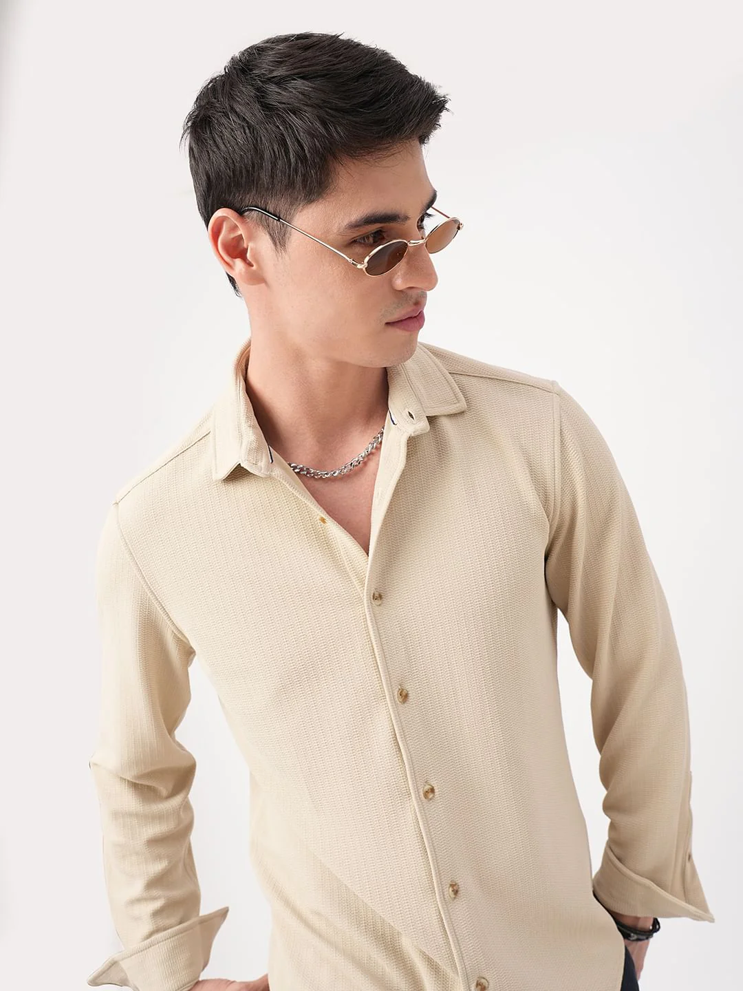 Bisque Beige Textured Shirt