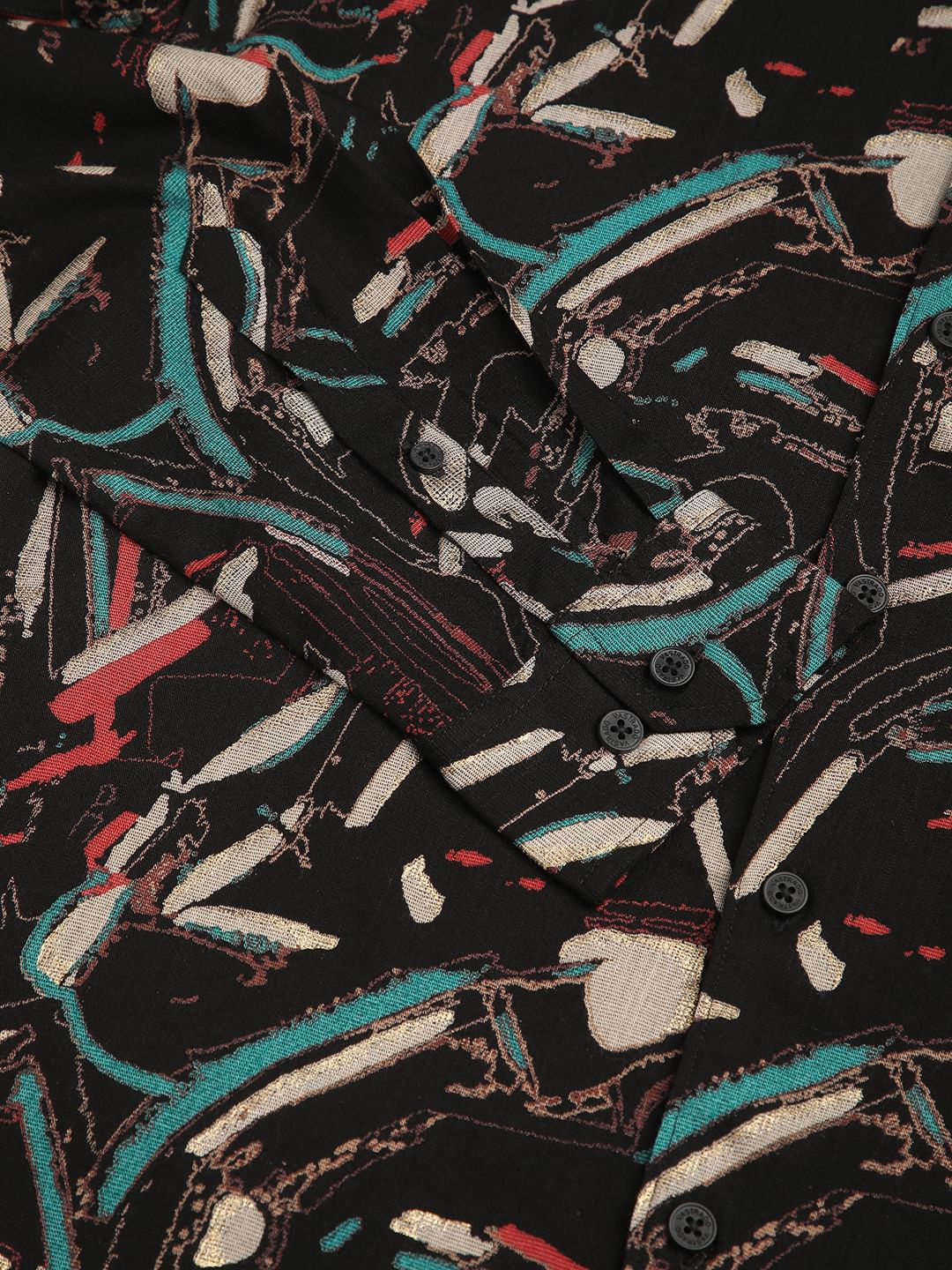 Black Fusion Hues Foil Printed Shirt - Image 10