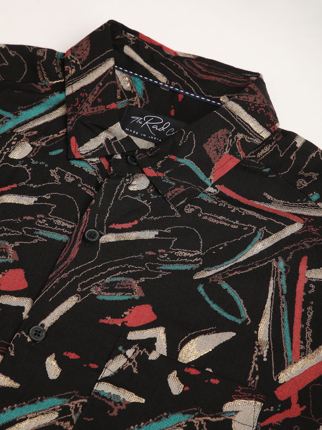Black Fusion Hues Foil Printed Shirt - Image 3