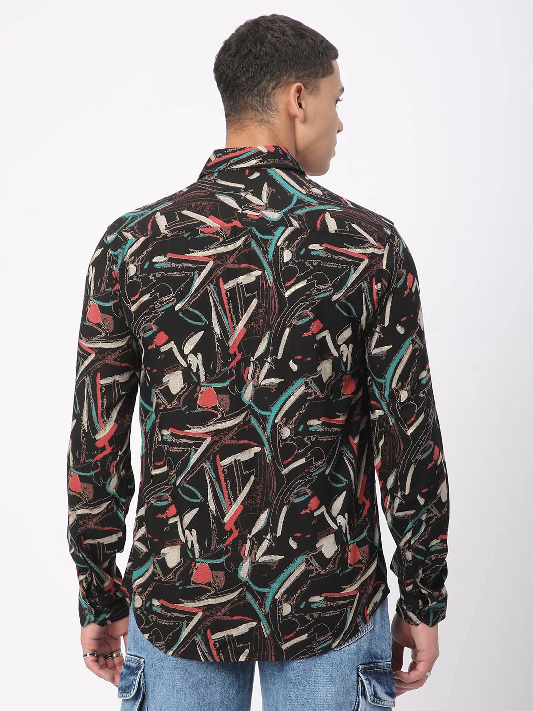 Black Fusion Hues Foil Printed Shirt - Image 8