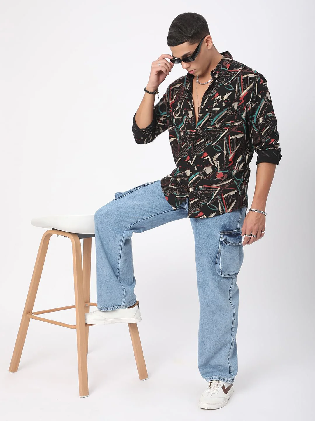 Black Fusion Hues Foil Printed Shirt - Image 9