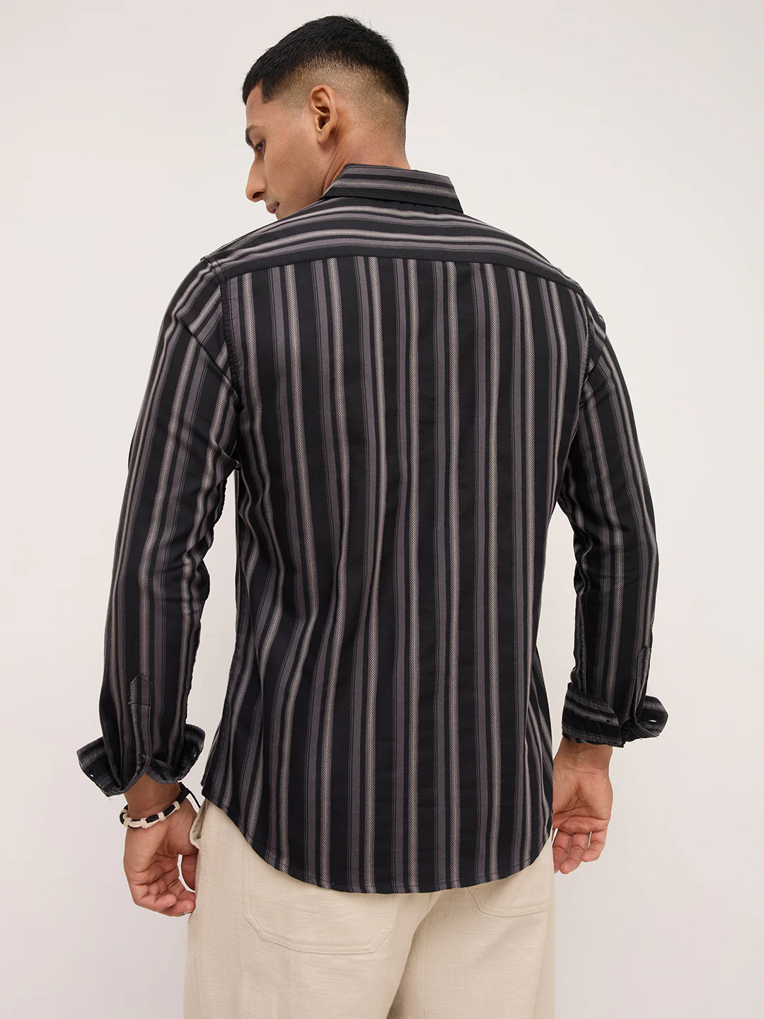 Black & Grey Broad Striped Shirt - Image 7