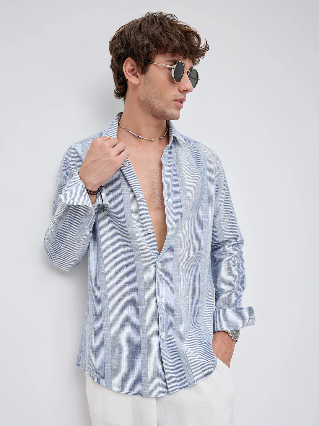 Blue & White Refined Multi Striped Shirt - Image 2