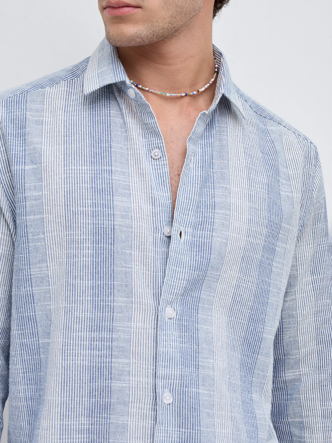 Blue & White Refined Multi Striped Shirt - Image 3