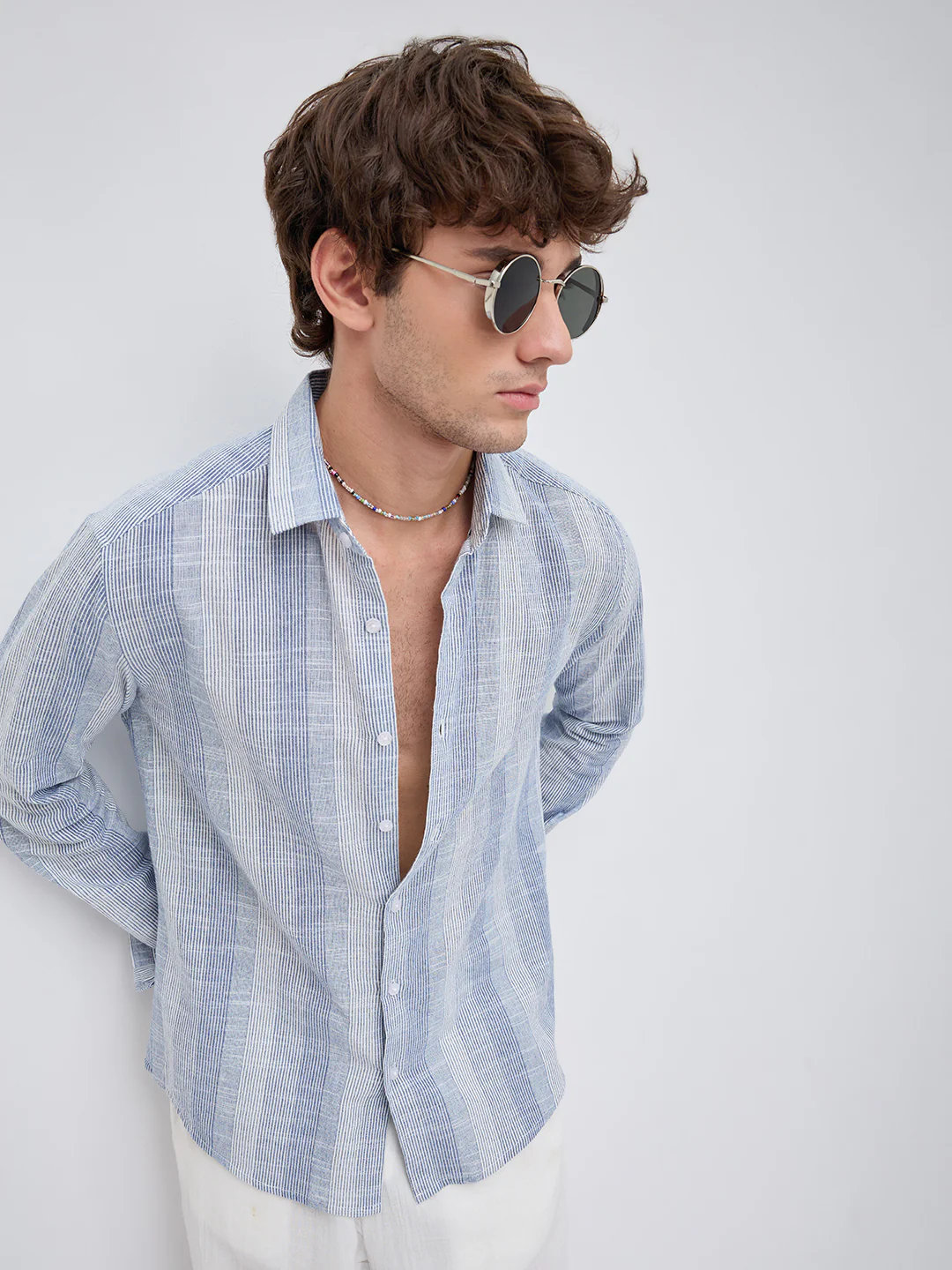 Blue & White Refined Multi Striped Shirt - Image 4