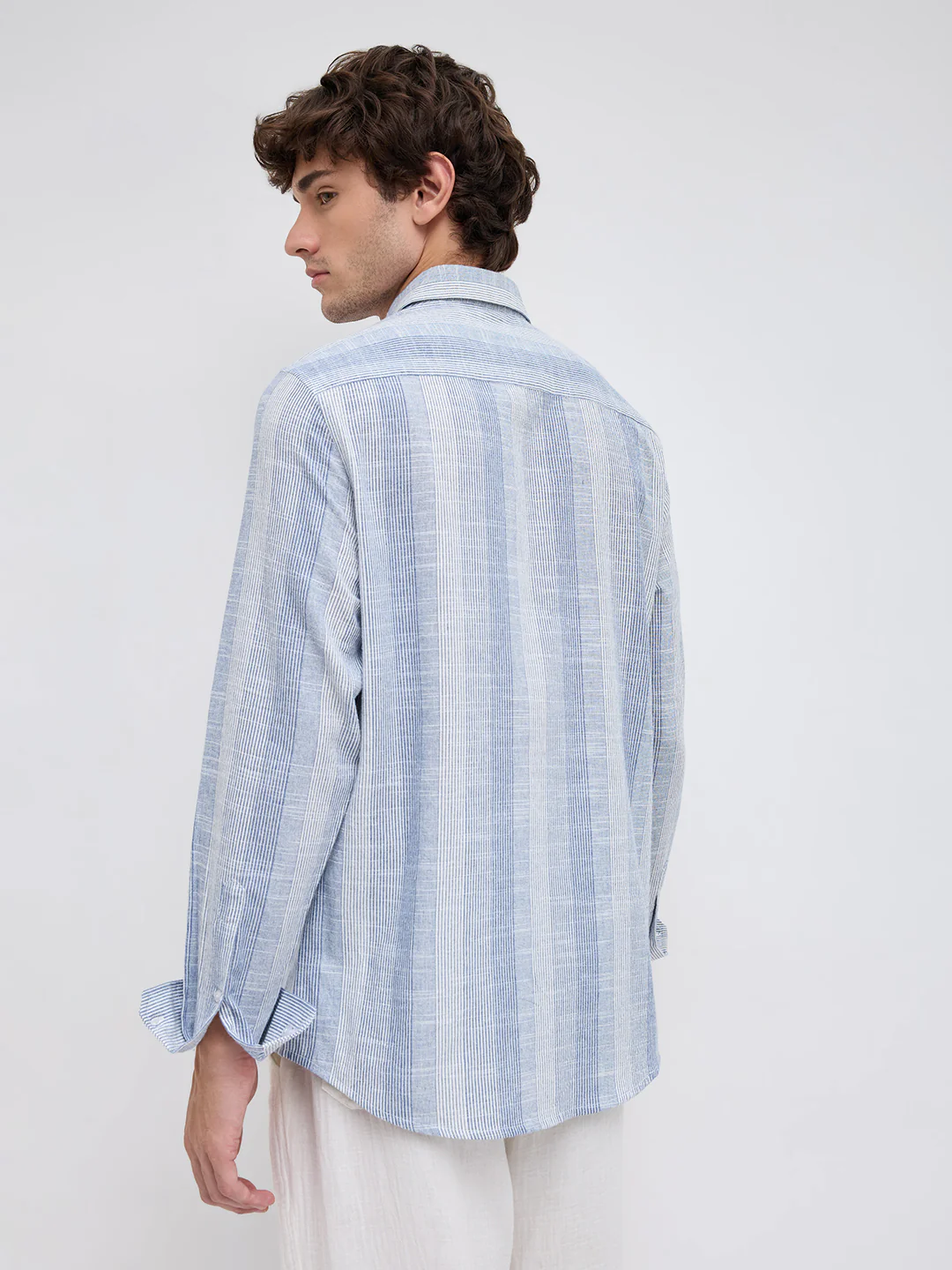 Blue & White Refined Multi Striped Shirt - Image 7