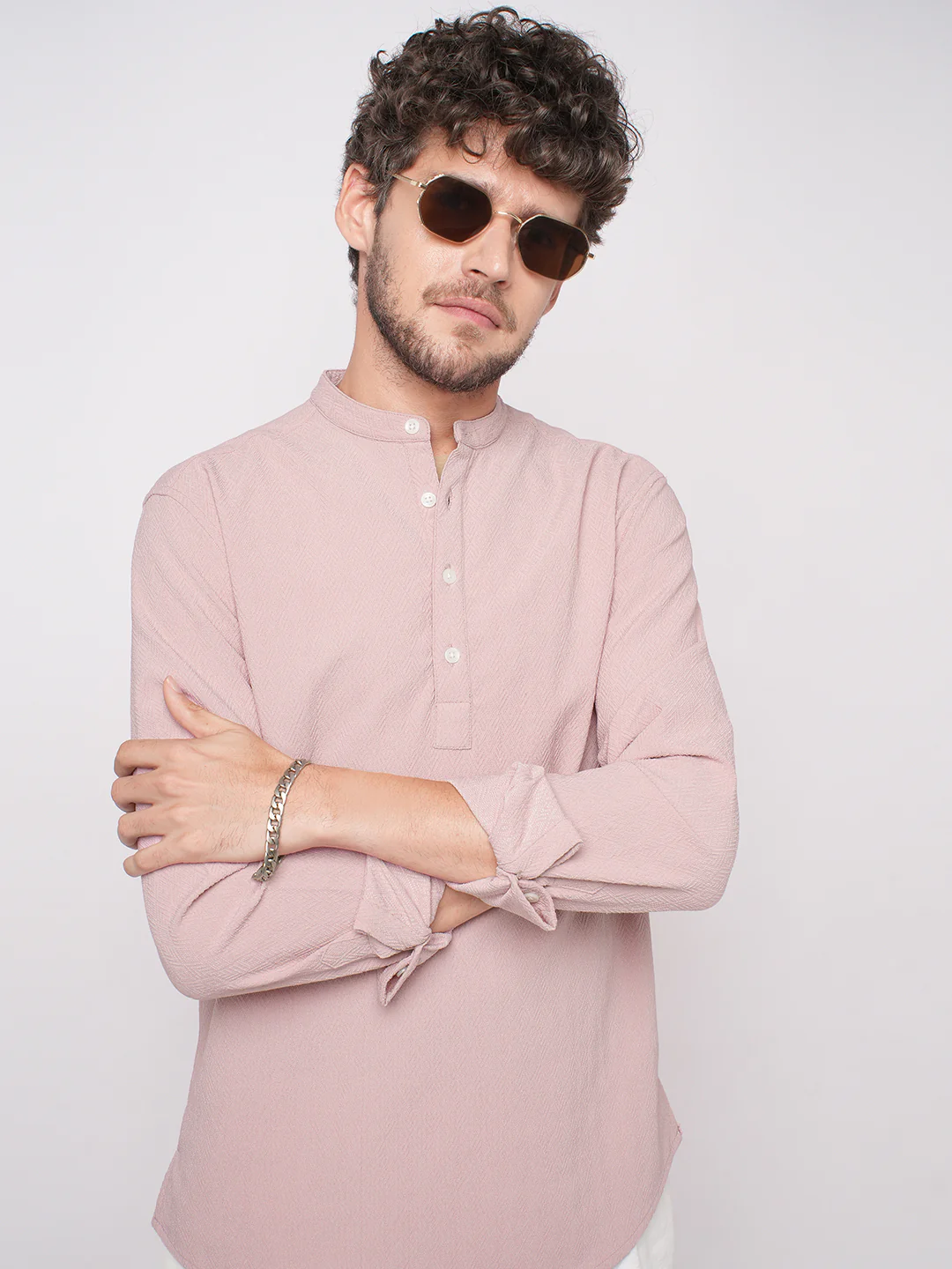 Blush Pink Diamond Weave Kurta