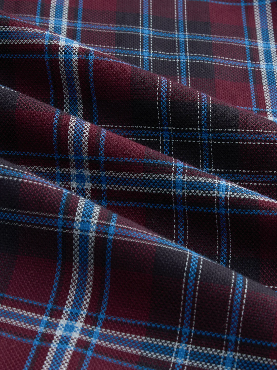 Brown & Blue Plaid Checks Cuffless Oversized Crop Shirt - Image 3