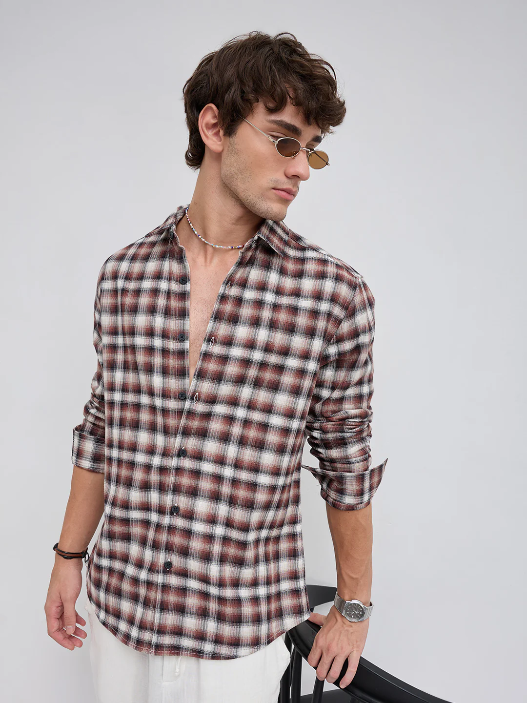Brown & Ivory Shadow Checks Shirt