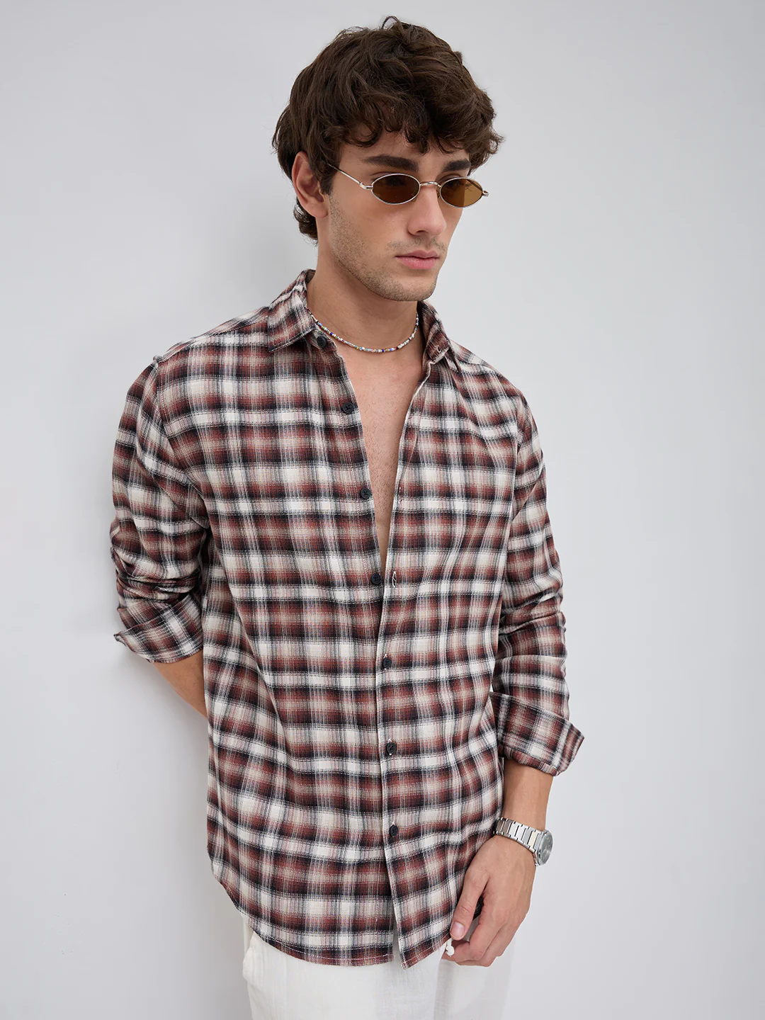 Brown & Ivory Shadow Checks Shirt - Image 5