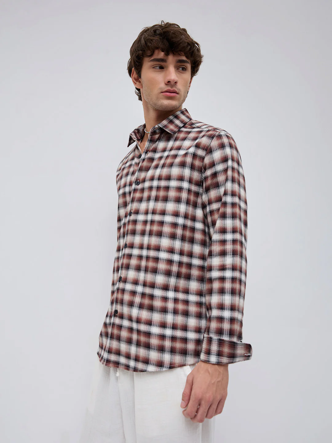 Brown & Ivory Shadow Checks Shirt - Image 7