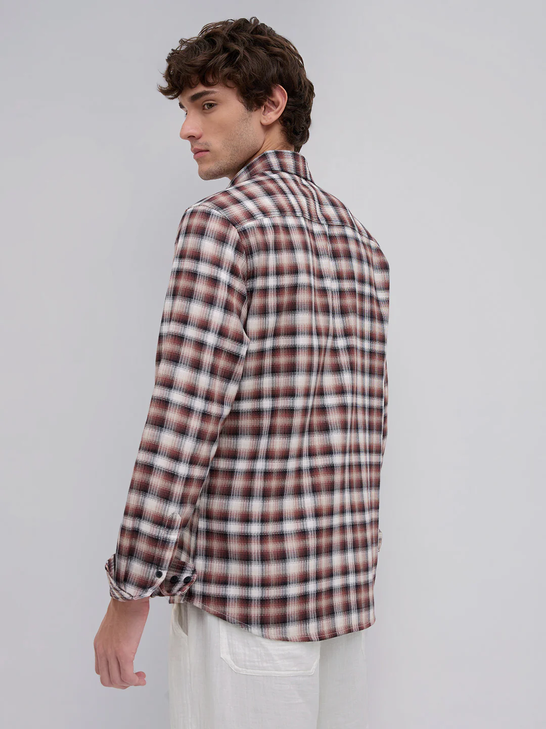 Brown & Ivory Shadow Checks Shirt - Image 8