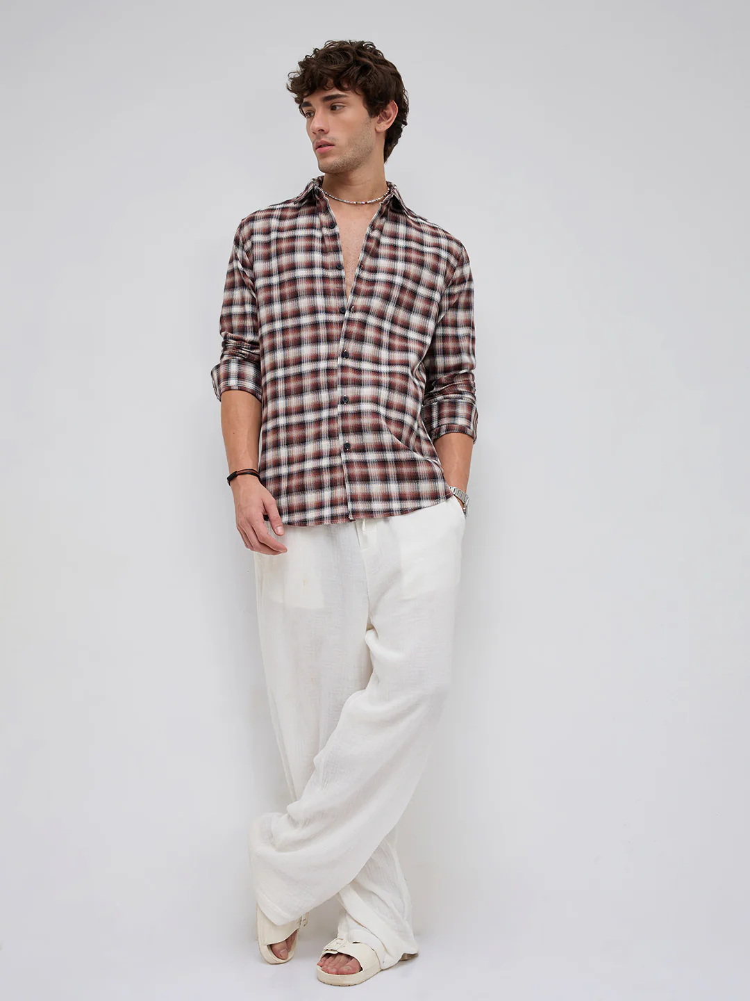 Brown & Ivory Shadow Checks Shirt - Image 9