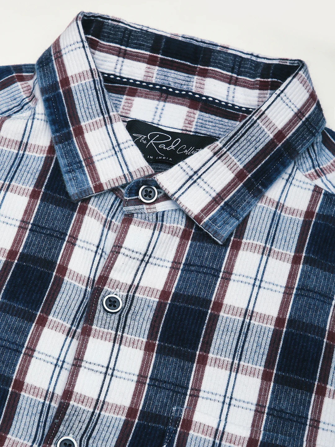 Denim Brown & Navy Plaid Checks Shirt - Image 3