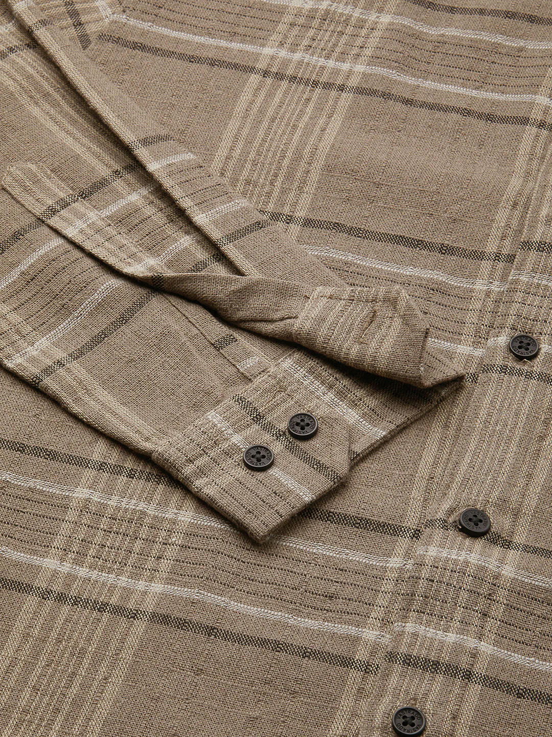 Burlap Saddle Brown Plaid Checks Textured Shirt - Image 8