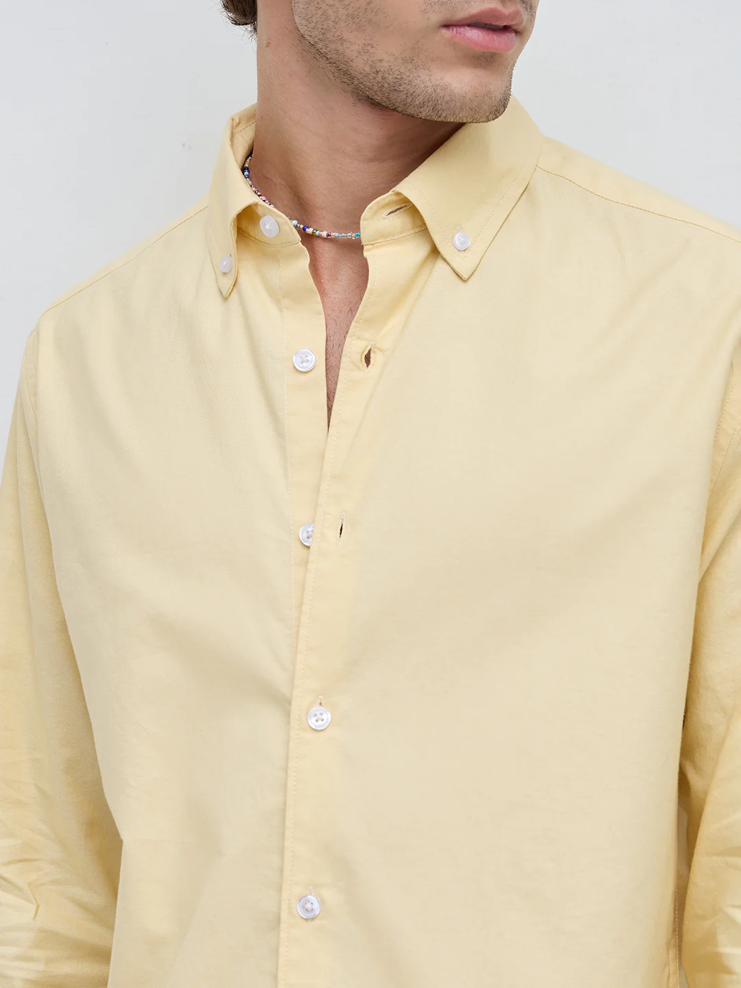 Butter Yellow Oxford Button-Down Collar Business Shirt - Image 3