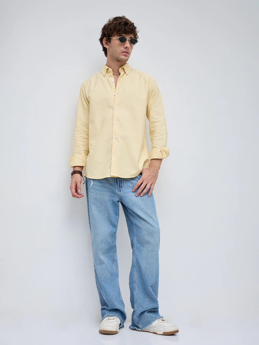 Butter Yellow Oxford Button-Down Collar Business Shirt - Image 8
