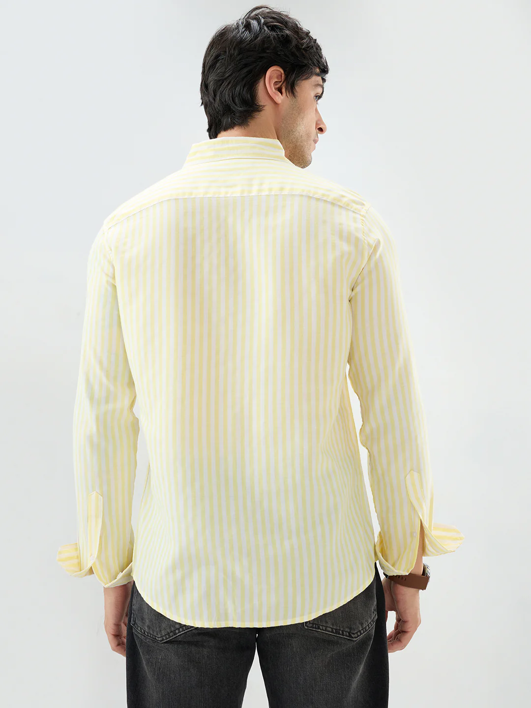 Butter Yellow Candy Striped Vacation Shirt - Image 7