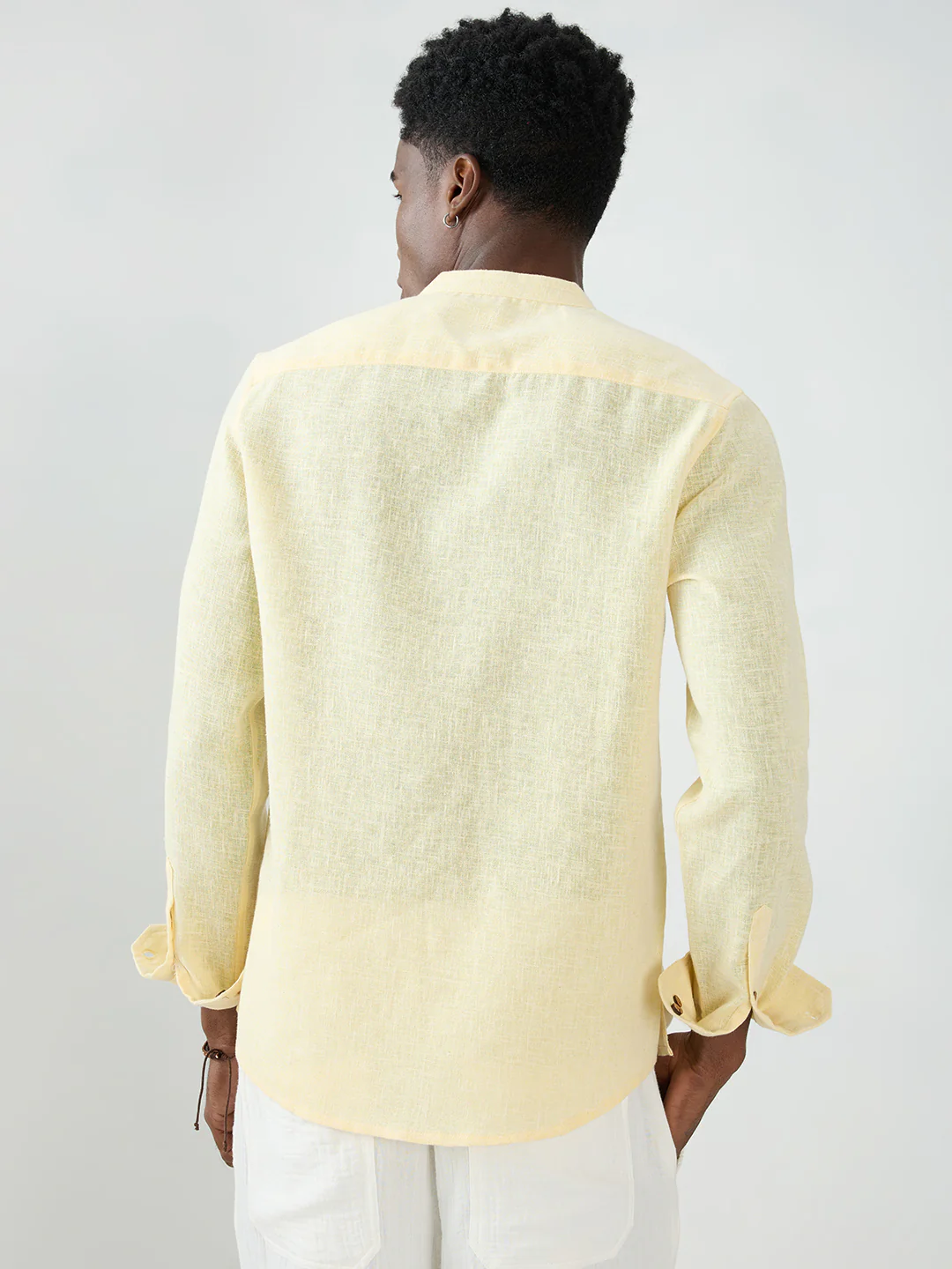 Butter Yellow Slub Textured Vacation Kurta - Image 6