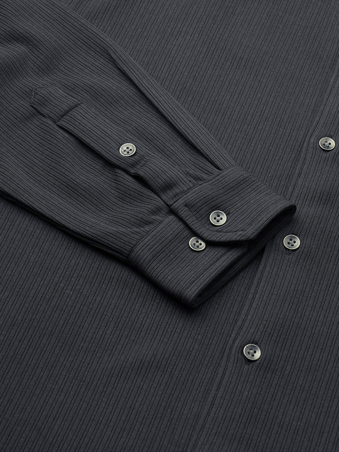 Charcoal Grey Serene Pinstripe Knitted Shirt - Image 7