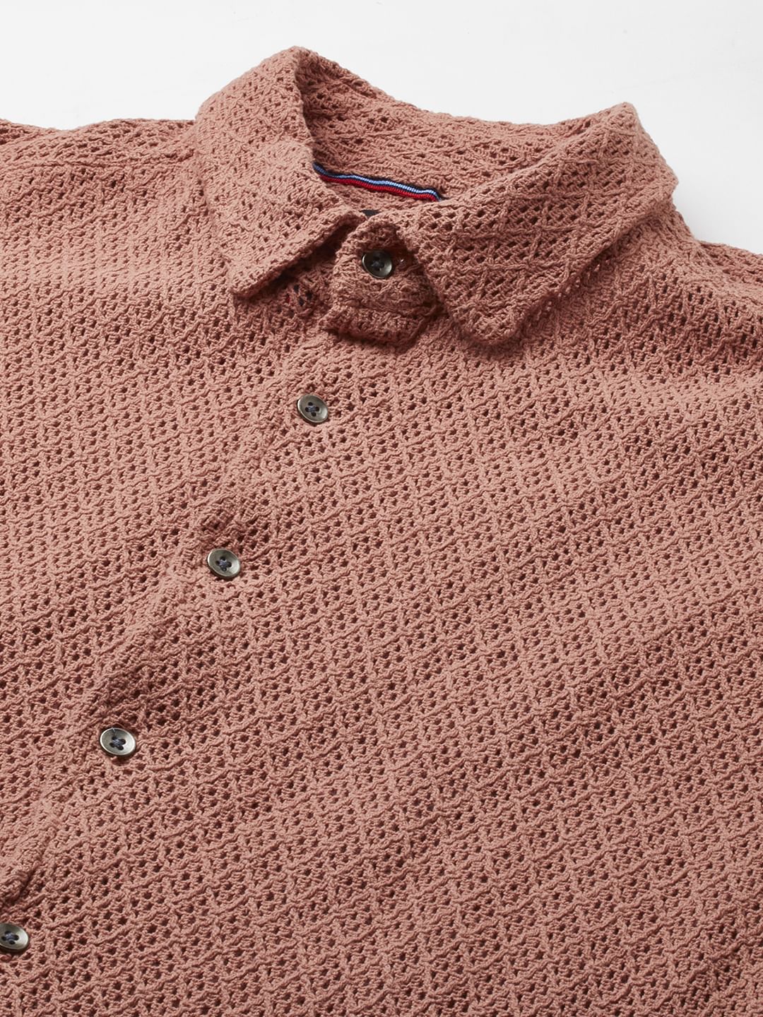 Classic Coral Crochet Cropped Shirt - Image 3
