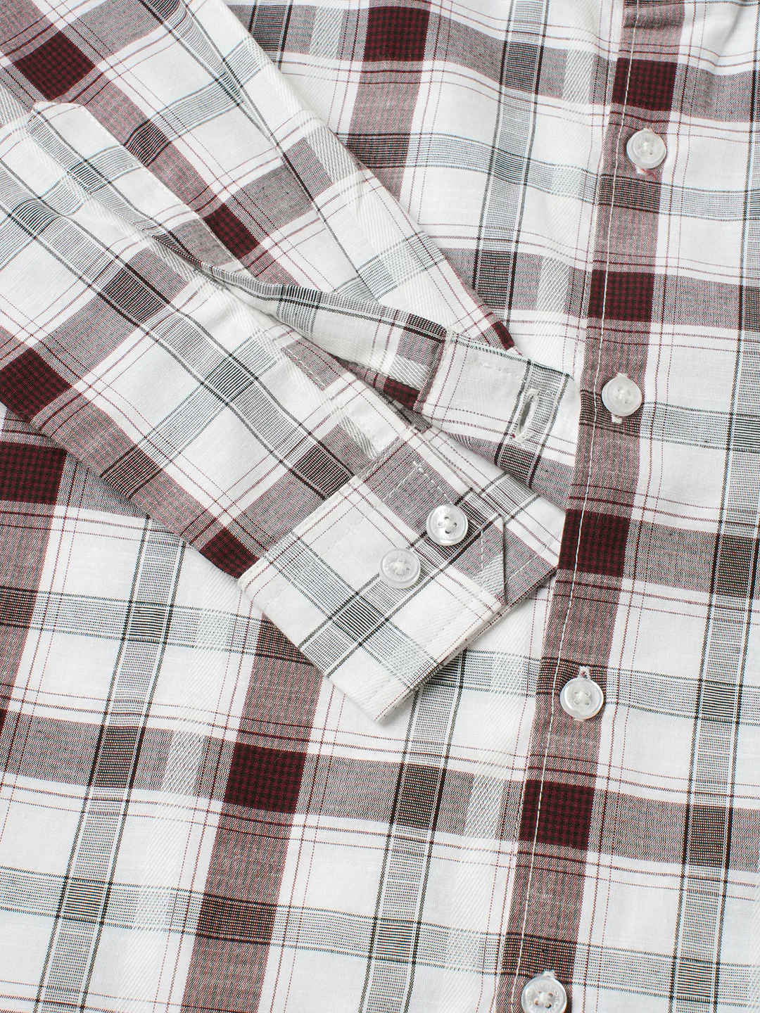 Classic Maroon & White Plaid Checks Shirt - Image 3