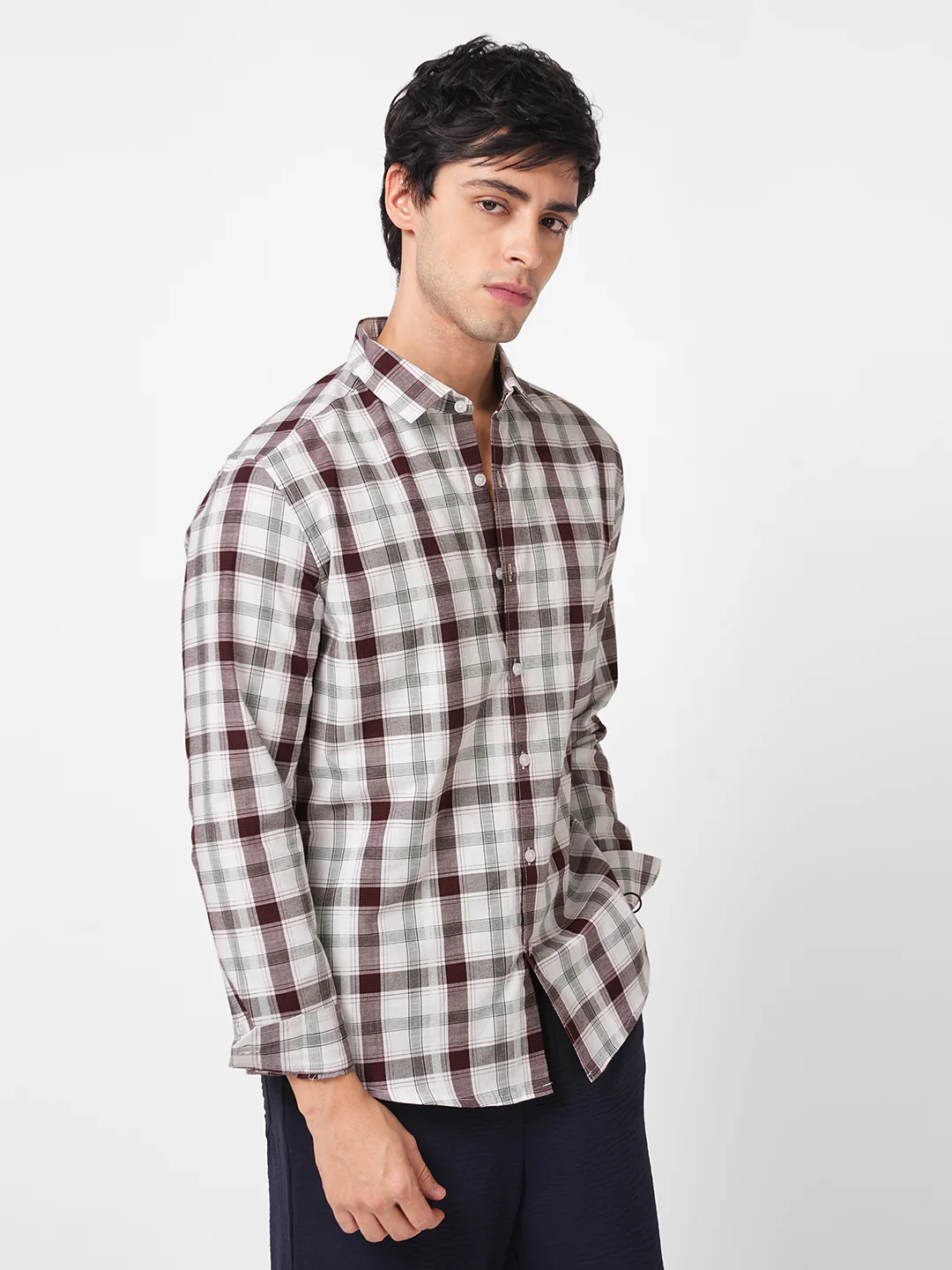 Classic Maroon & White Plaid Checks Shirt - Image 6