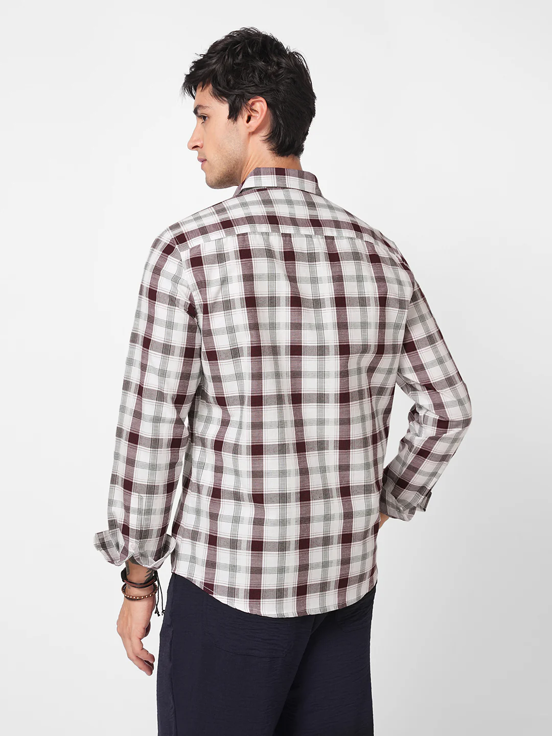 Classic Maroon & White Plaid Checks Shirt - Image 7