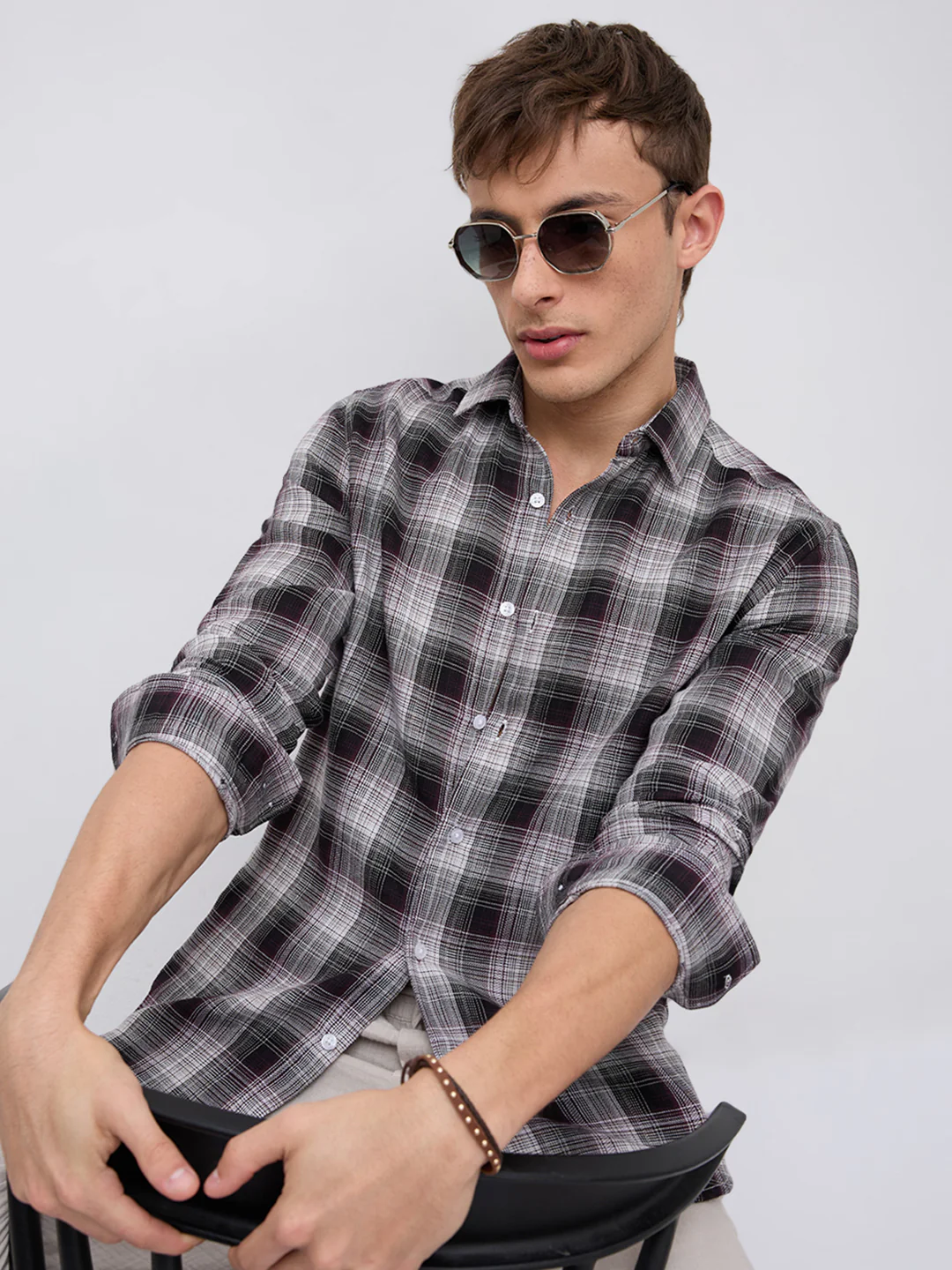 Classic Maroon & White Plaid Checks Shirt - Image 5