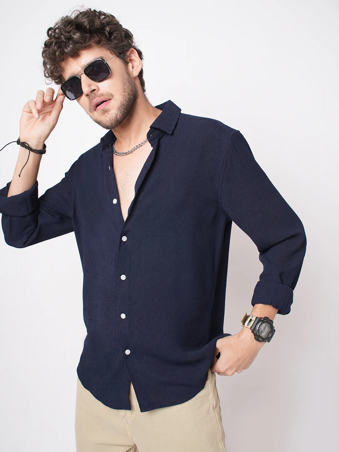 Classic Nocturne Blue Crepe Shirt - Image 2