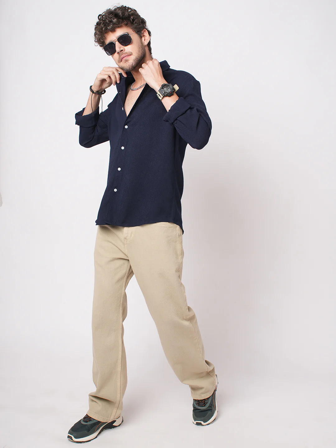 Classic Nocturne Blue Crepe Shirt - Image 7