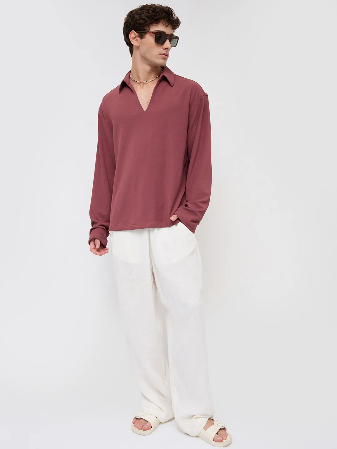 Classic Rouge Pink Oversized Knitted Polo Shirt - Image 7