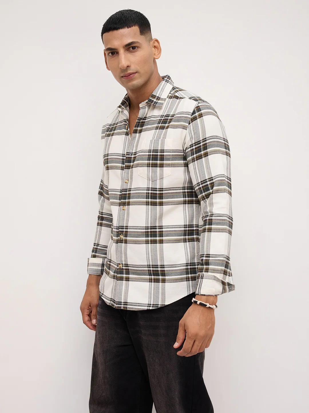Classic White Broad Checks Shirt - Image 6
