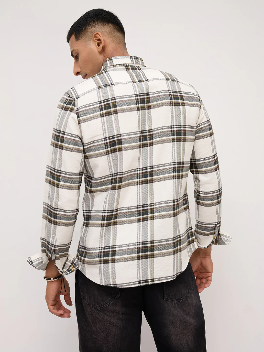 Classic White Broad Checks Shirt - Image 7