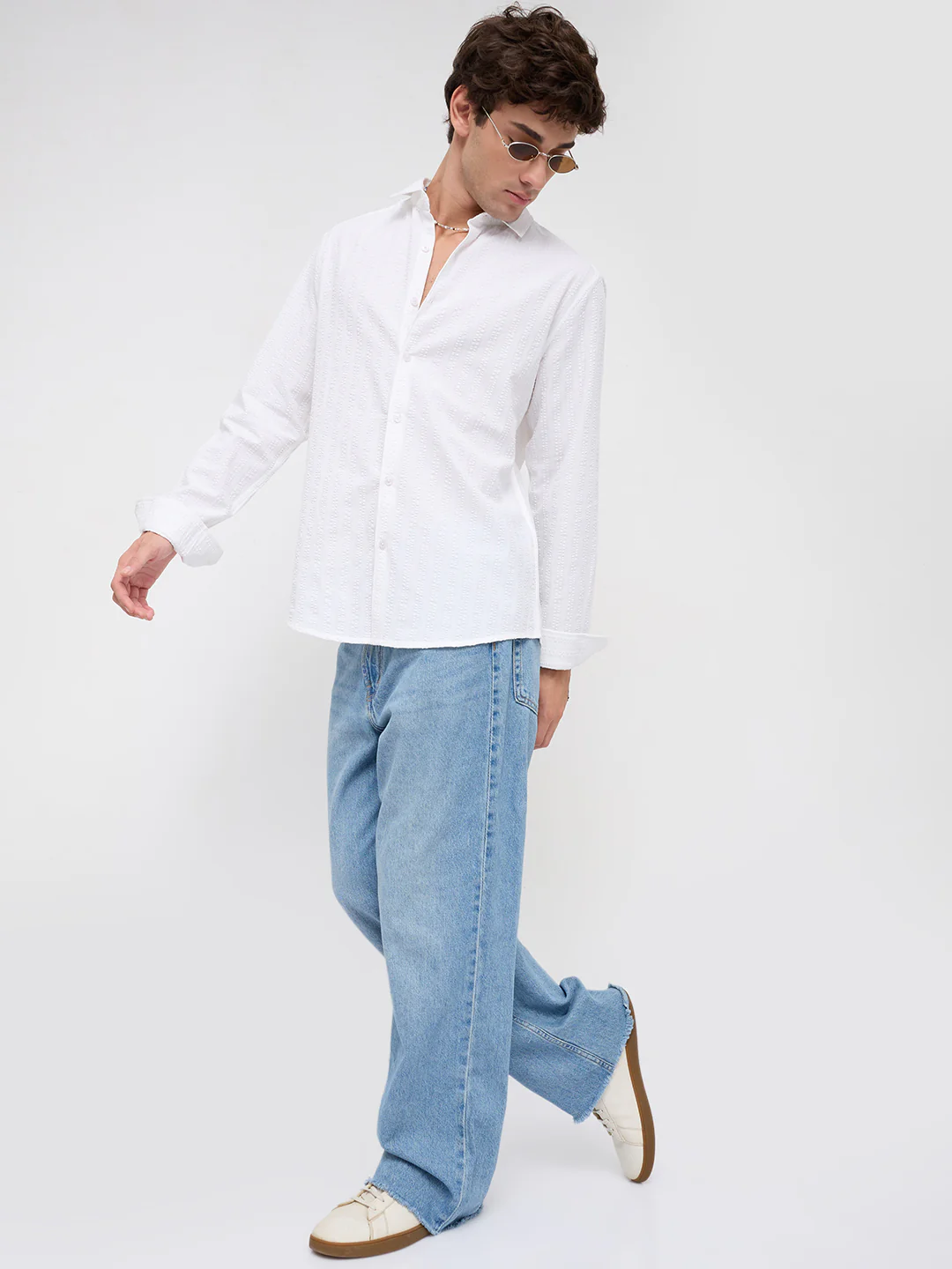 Classic White Seersucker Striped Shirt - Image 8