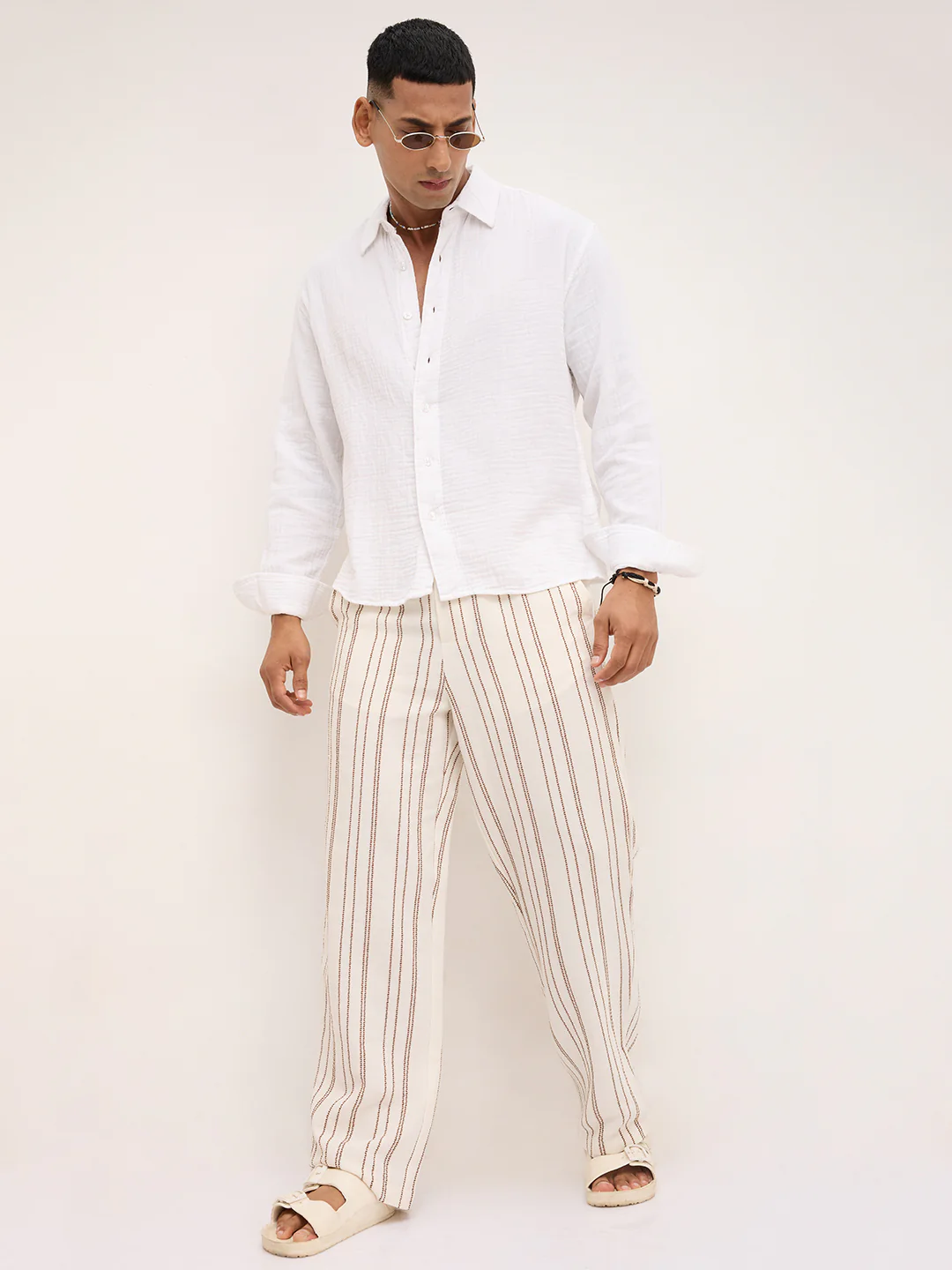Cloud White Double Cloth Boxy Fit Crop Shirt - Image 8