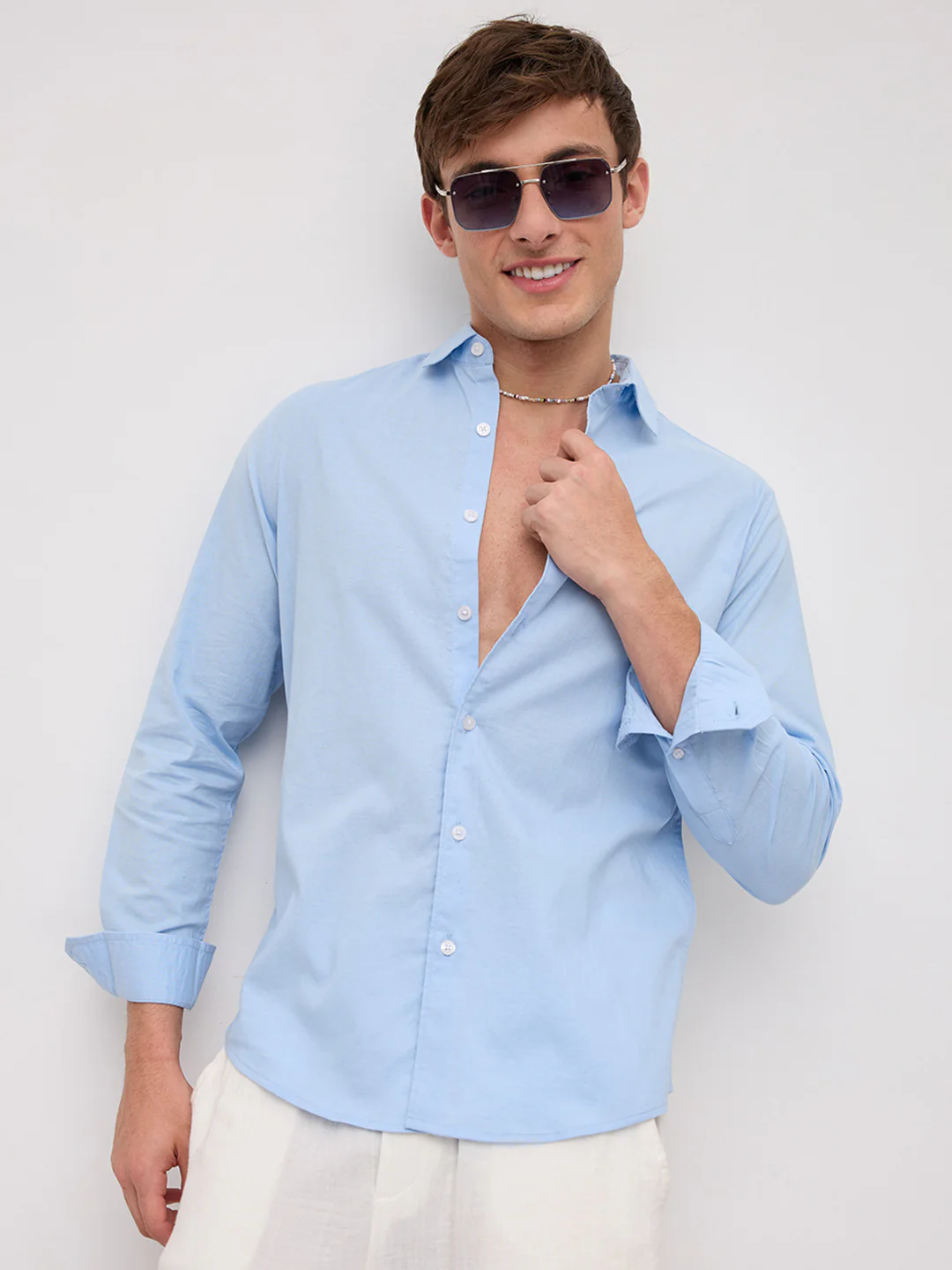 Cloudwave Blue Linen Blend Breezy Shirt - Image 2