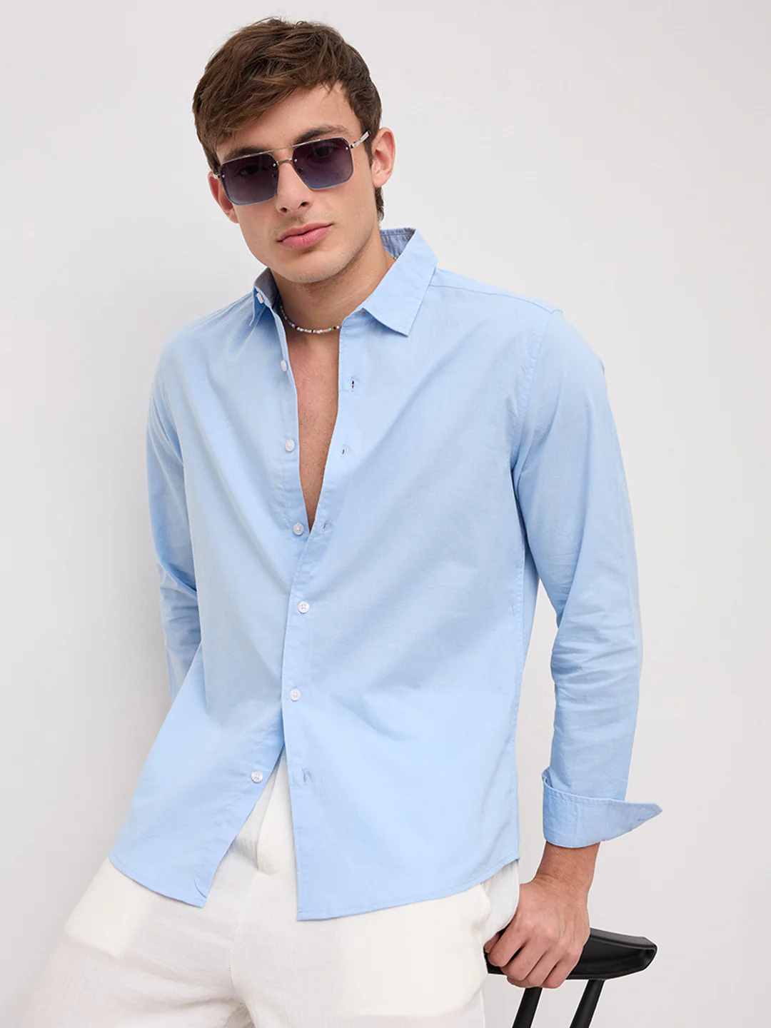 Cloudwave Blue Linen Blend Breezy Shirt - Image 4
