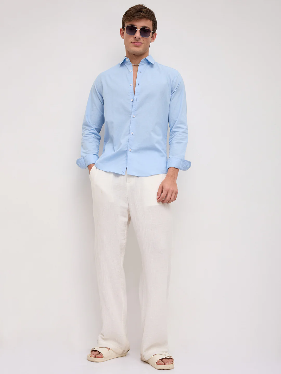 Cloudwave Blue Linen Blend Breezy Shirt - Image 7