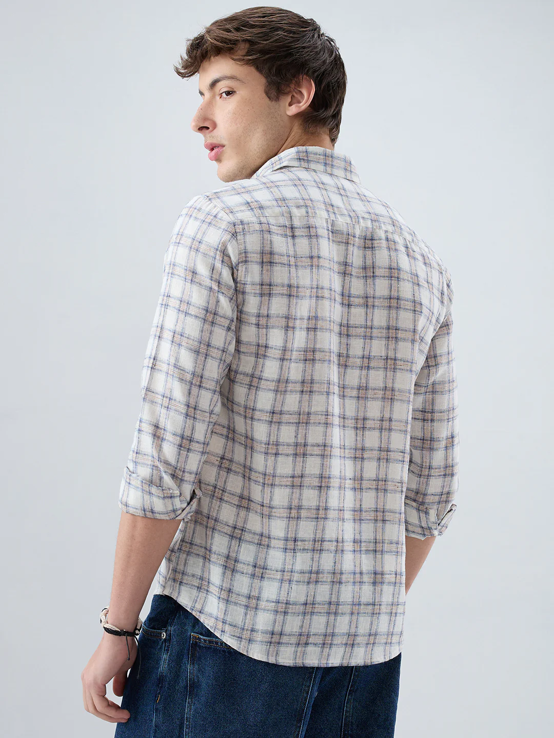 Coastal Beige & White Box Checks Shirt - Image 7