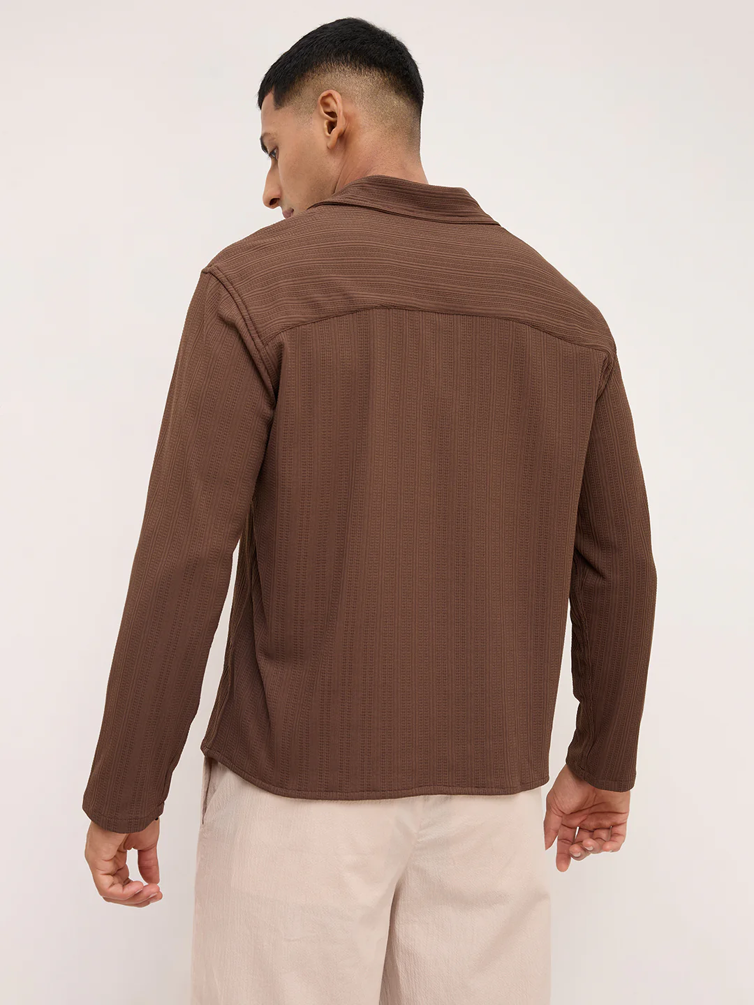 Coffee Brown Fine Weave Knitted Polo Shirt - Image 7