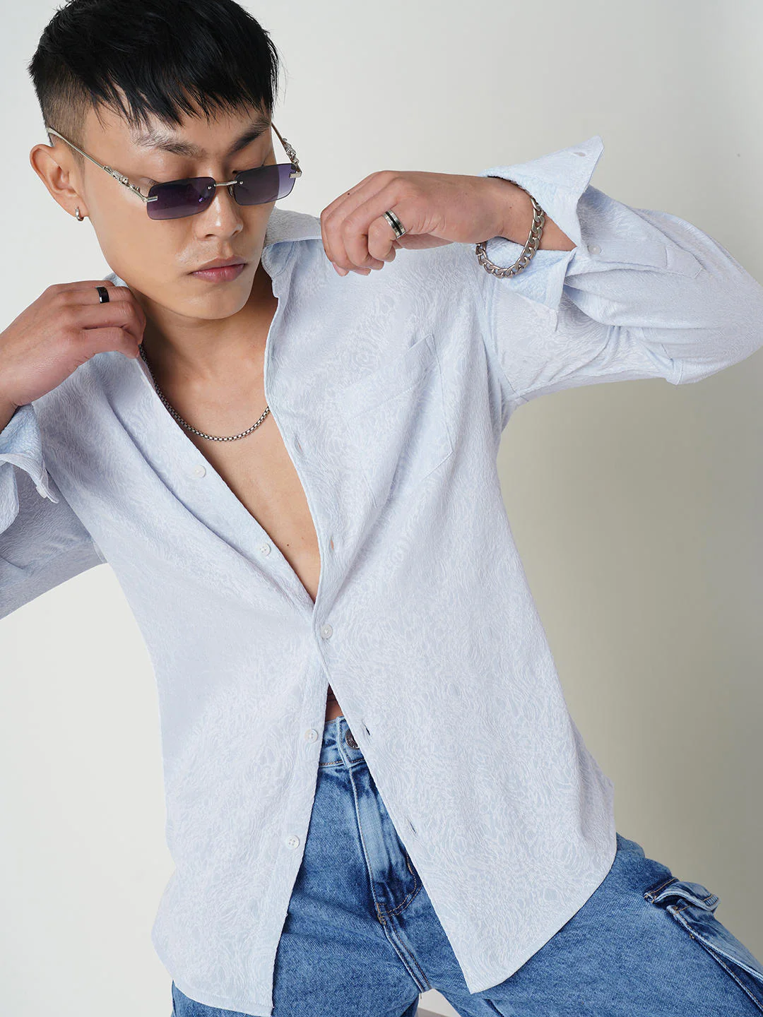 Columbia Blue Jacquard Shirt