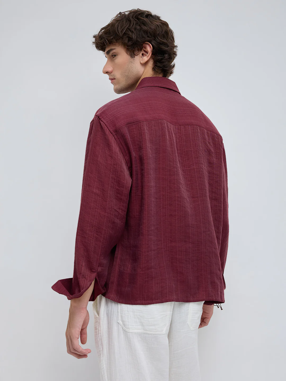 Crimpson Red Pin Striped Boxy Fit Crop shirt - Image 7