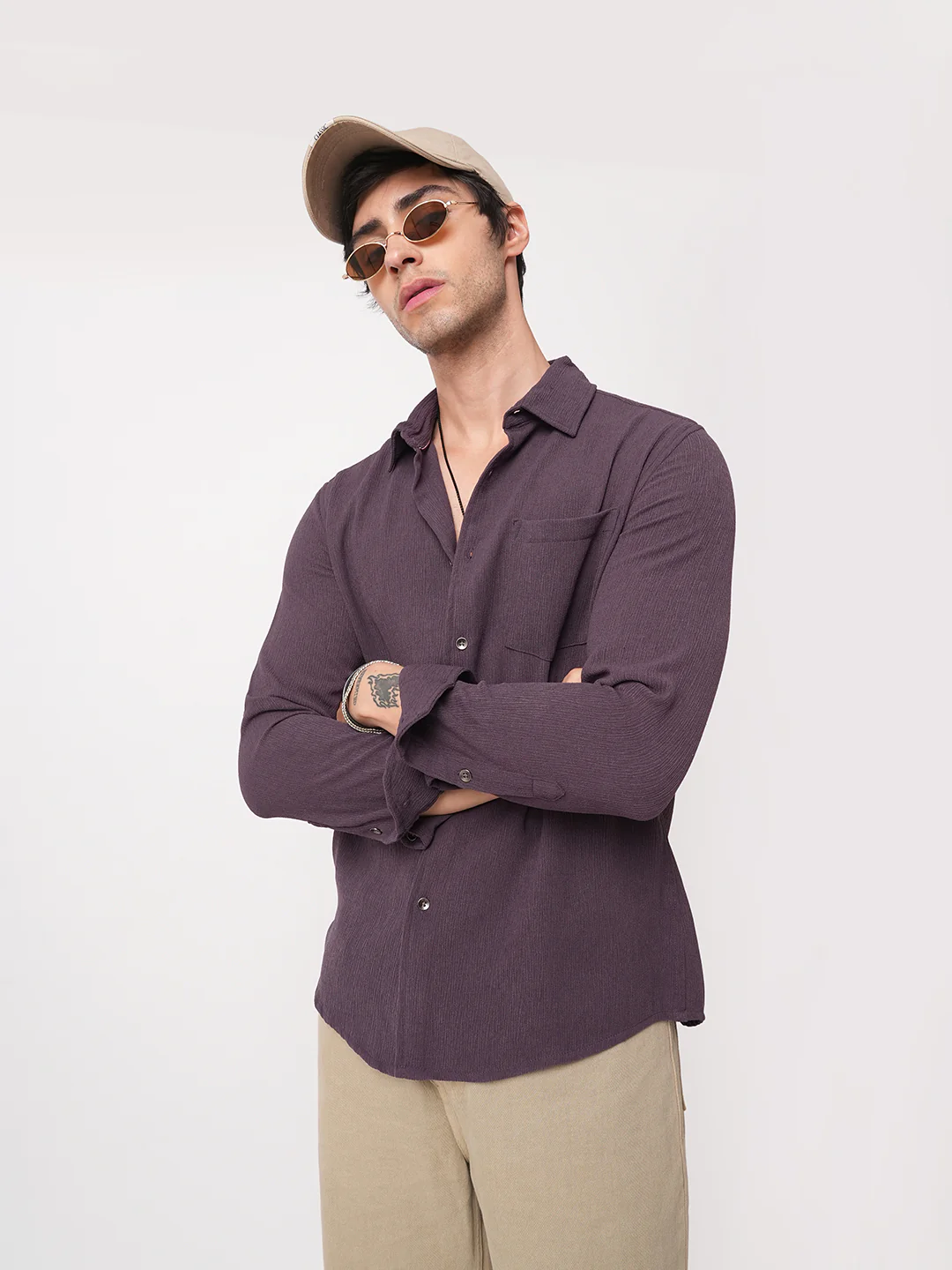 Debonair Purple Crepe Shirt - Image 2