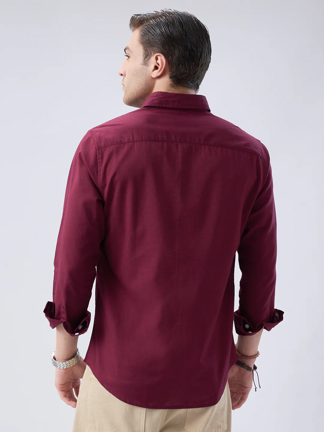 Deep Maroon Slub Essence Shirt - Image 8
