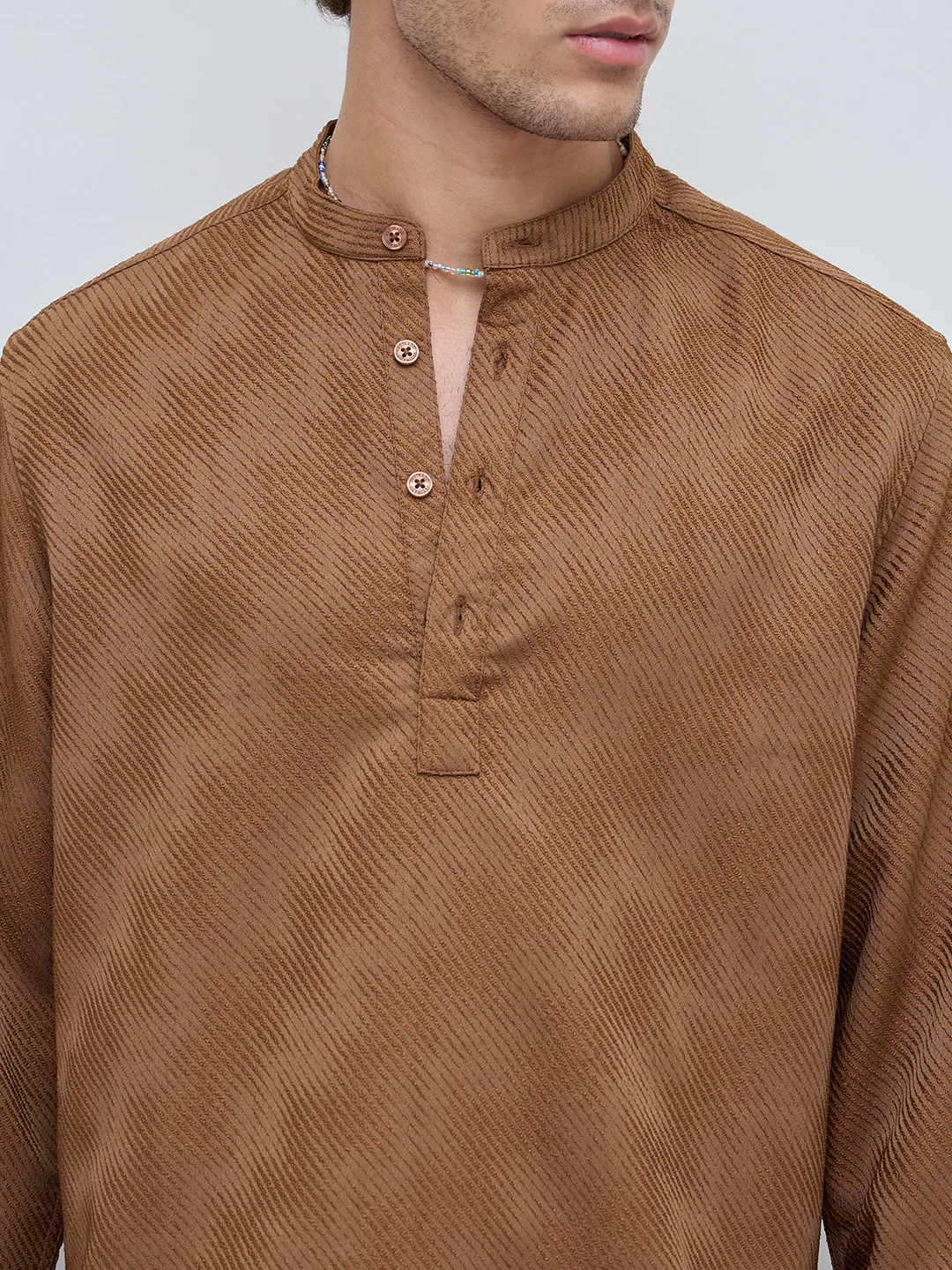 Desert Dune Diagonal Twill Textured Statement Kurta - Image 3